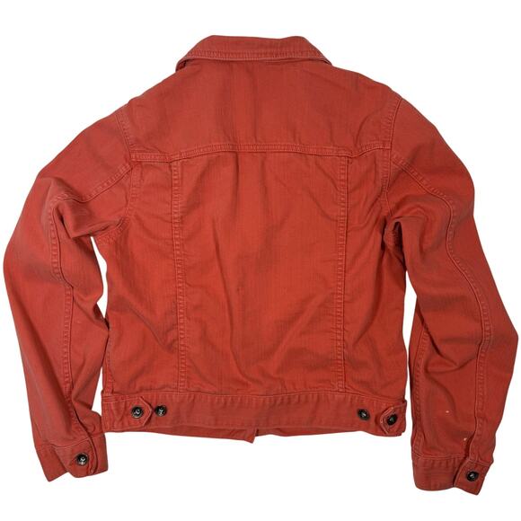 L.L. Bean Women's XS Orange Denim Jean Jacket Button Front Classic Fit - Picture 4 of 10
